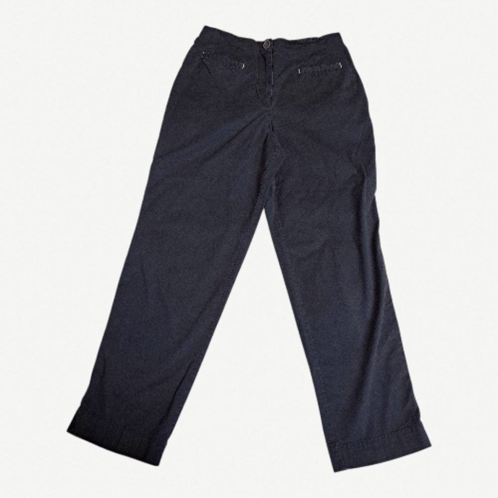 Anthropologie Maeve Navy Blue Ankle Pants – Casual Straight Leg Cotton Trousers